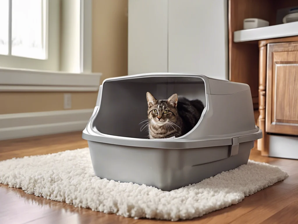 cat in a litter box